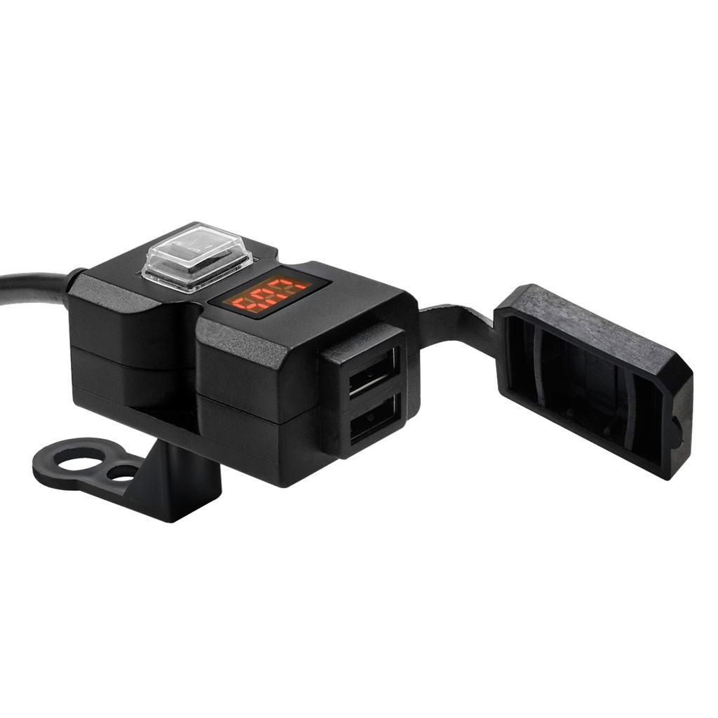 Motorcycle Electric Car USB Mobile Phone Charging Waterproof Switch Integrated Handle Bar Rearview Mirror, 9-32V