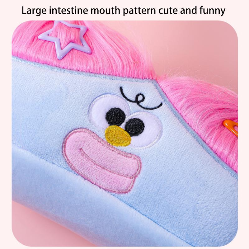Explosive Hair Ugly Doll Plush Large Intestine Pen Bag Big Eyes Monster Sweet Girl Heart Storage Bag Plush Toy Stationery Box