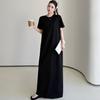 61035# Stylish Women's Over-the-Knee Slimming T-Shirt Dress - Simple, Modern, Short-Sleeved, and Loose-Fitting