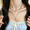 Vintage Y2K Goth Star Pendant Double Layered Silver Color Chain Choker Necklace For Women Charm Jewelry Accessories Wholesale