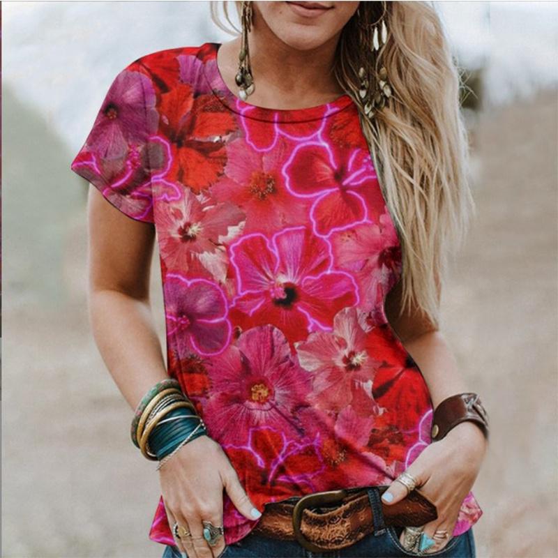 New women's printed T-shirt 3D printed tie dye star moon T-shirt women's street wear short sleeved Harajuku T-shirt