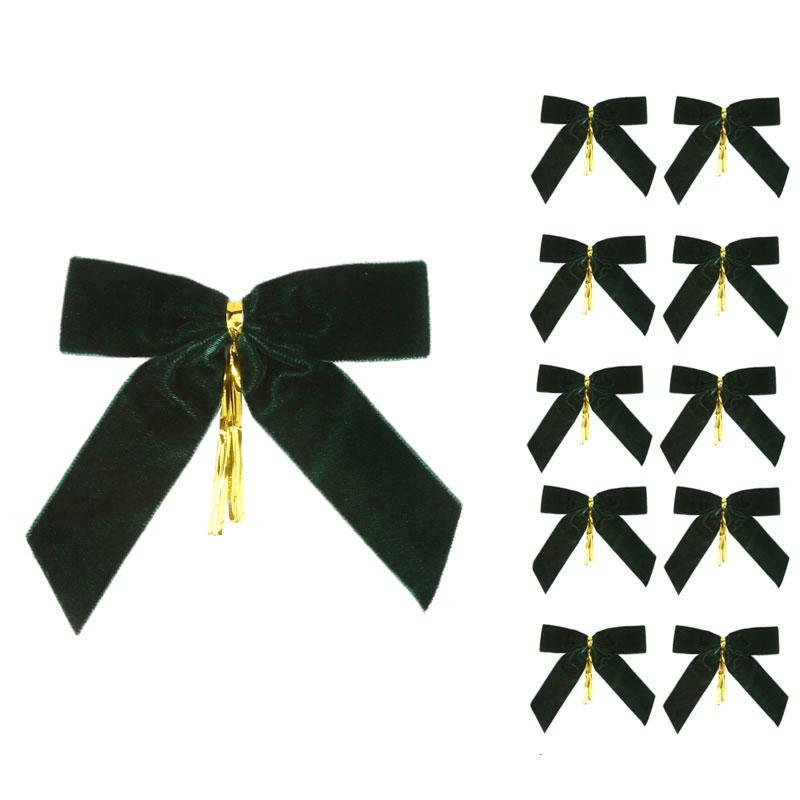 

10/50 шт. Рождественский бант красный золотой мини елочный бантик подвески украшения для украшения дома Навидад Новый год вечеринка DIY подарки 10PCS зелёный