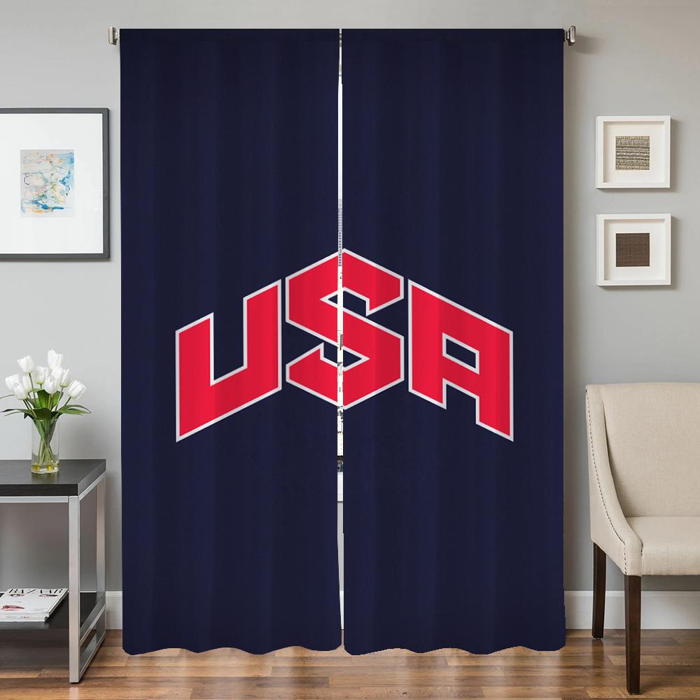 Window Kitchen Curtains for Living Room 2 Pieces Blackout Curtains Door Curtain USA N-national Team Bedroom Decoration Partition