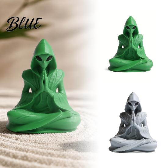 Bookcase Alien Figurine Ornament Matte Meditation Zen Statue 3D Printed Desk Decor Gray Figure Cute Extraterrestrial for Home Office