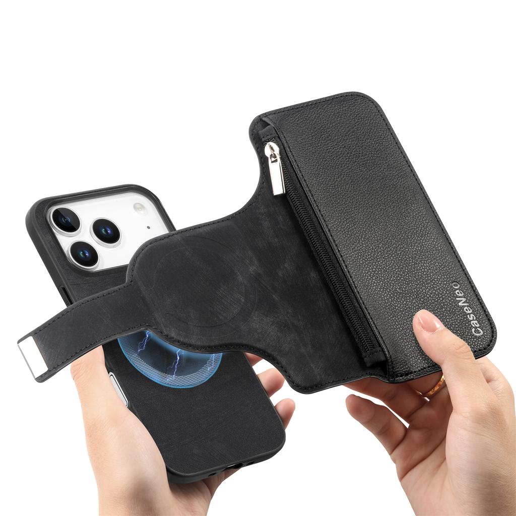 CASENEO MW-02 For iPhone 17 Pro Max Case Detachable Magnetic Leather Flip Phone Cover