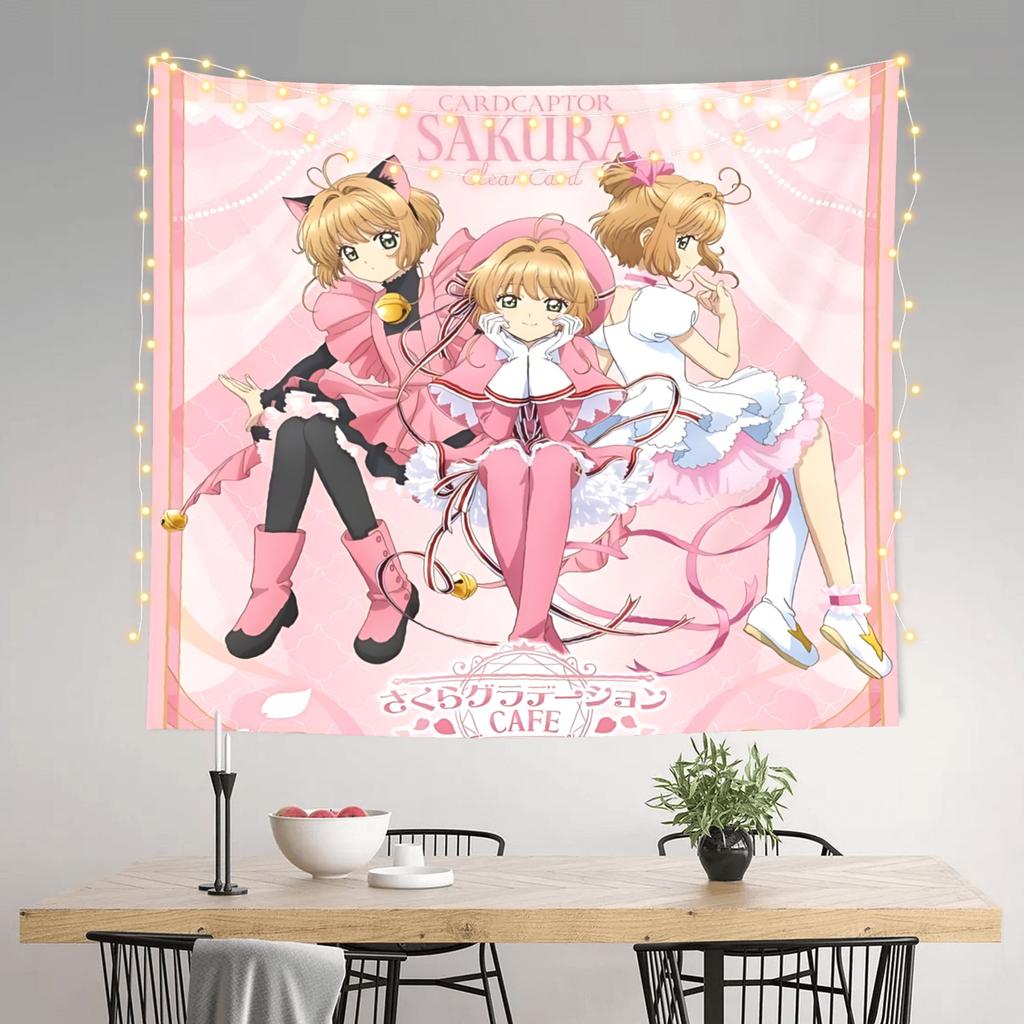 Anime Cardcaptor Sakura cutecore Tapestry Bedroom Decoration Wall Hanging Blanket Tapestry Cool Stuff For Room