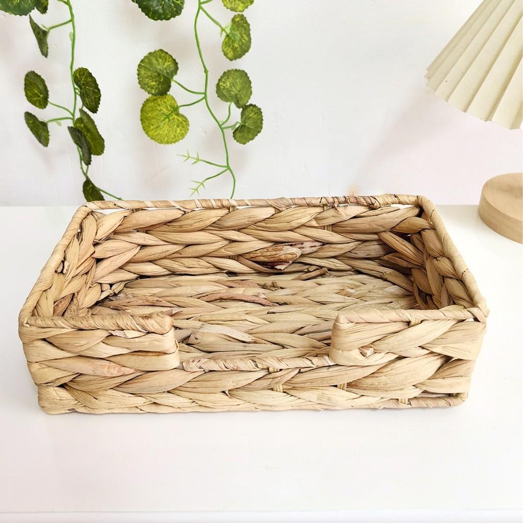 Rattan Tissue Box Holder With Lid For Living Room And Bathroom Decor