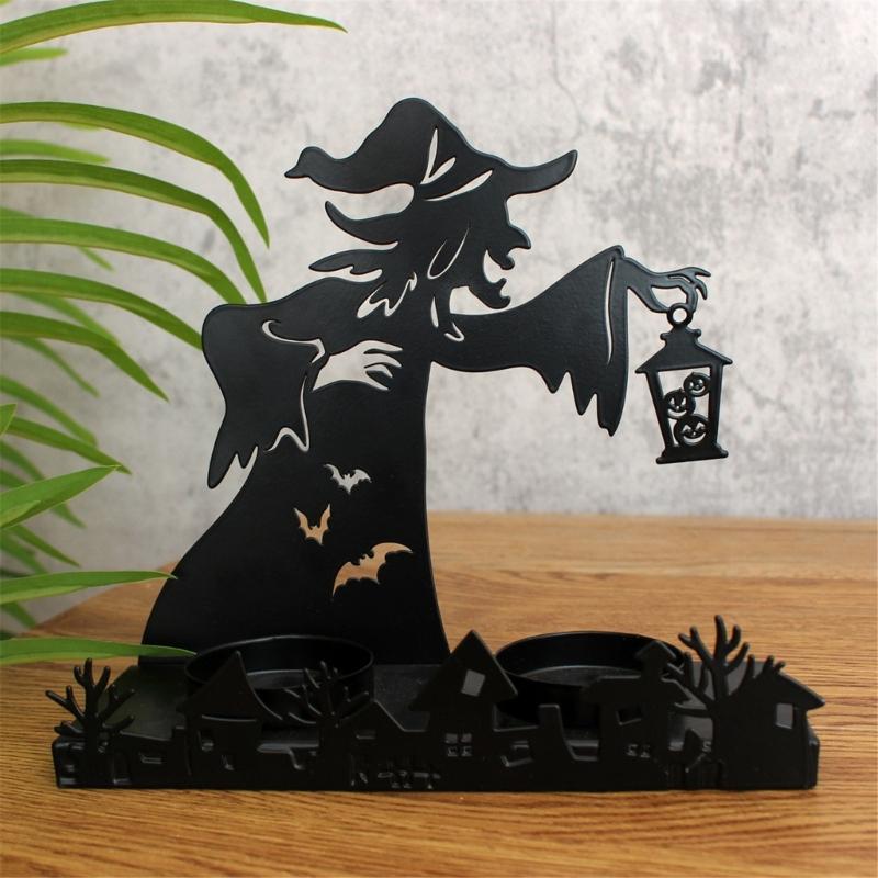 Witches Shape Iron Candle Holder,Witches Lamp Candle Stand for Halloween Party and Haunteds House Display
