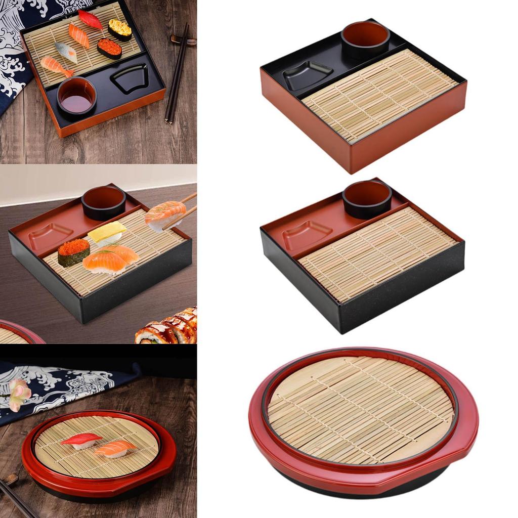 Soba-Nudel-Tablett mit Abtropfmatte Multifunktionale Sushi-Servierplatte Stabile PP-Snackschale für den Heimgebrauch und Partys