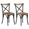 Day & Night - Day & Night Cross Back Chairs 2 Pcs Solid Mango Wood Black