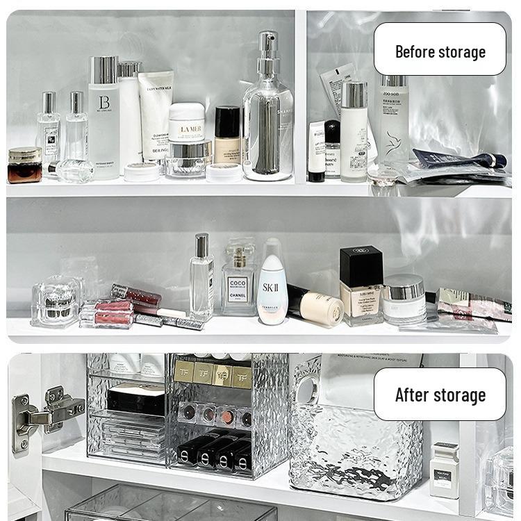 Wandmontierter Spiegelschrank: Badezimmerwaschtisch & Kosmetikorganizer