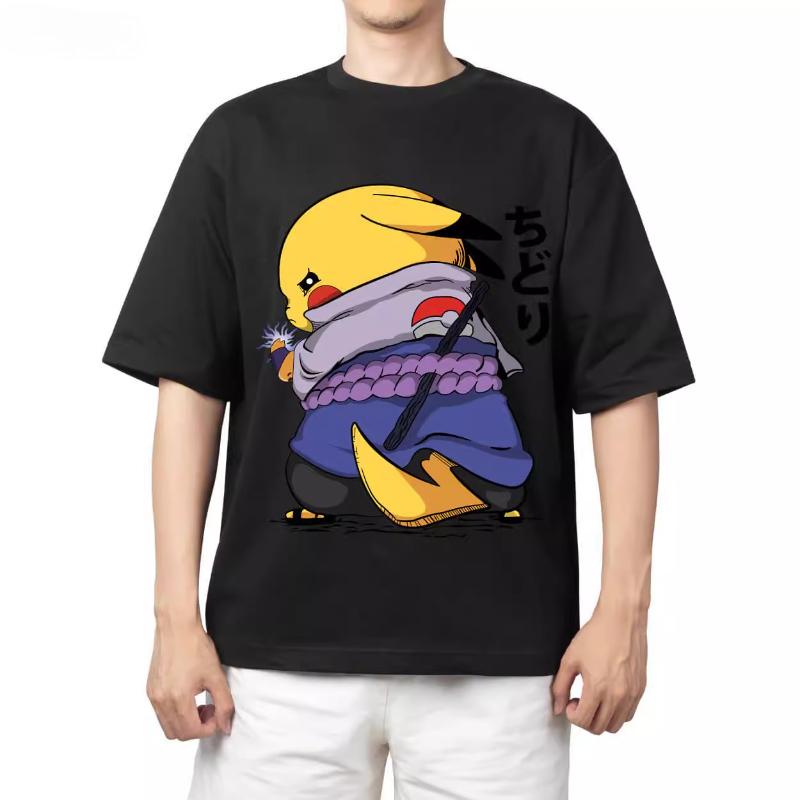 Pokémon Anime Peripherals Printed Tshirt Mens and Womens Summer New Harajuku Loose Casual Trend Shortsleeved Top
