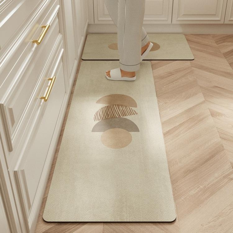 Carpet for Kitchen Waterproof Floor Mat Beige Carpets Pvc Leather Non-slip Oil-proof Long Foot Mats Home Decoration Rug Balcony