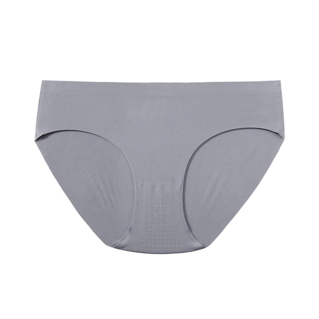 Seamless Ice Silk Butt-Lifting Tummy-Control Mid-Waist Plus Size Panties with Breathable Cotton Crotch