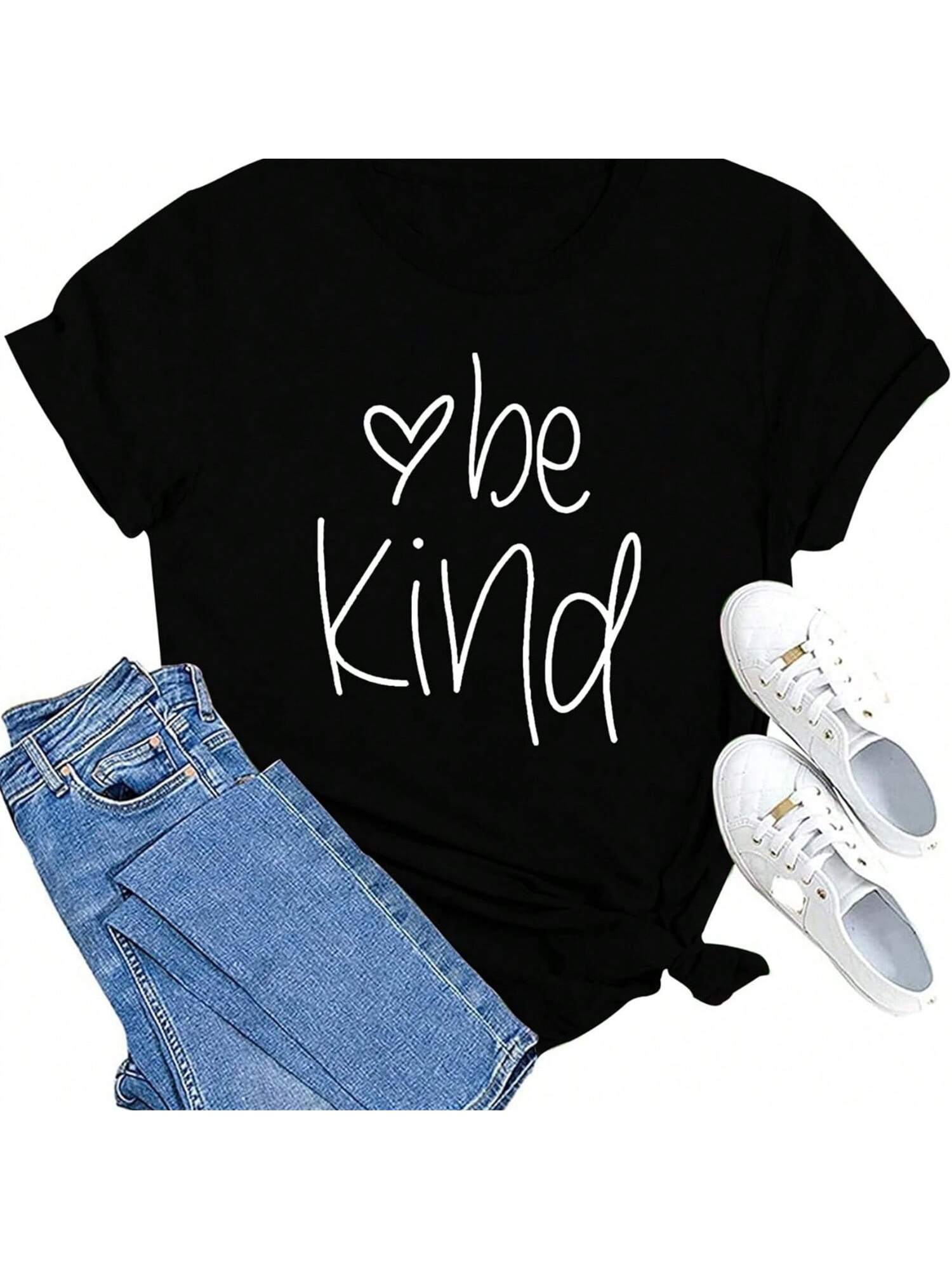 MAIHUN Be Kind Shirt For Wounisex Tie Dye Rainbow T Shirt Inspirational Teacher Tees Tops Short Sleeve S