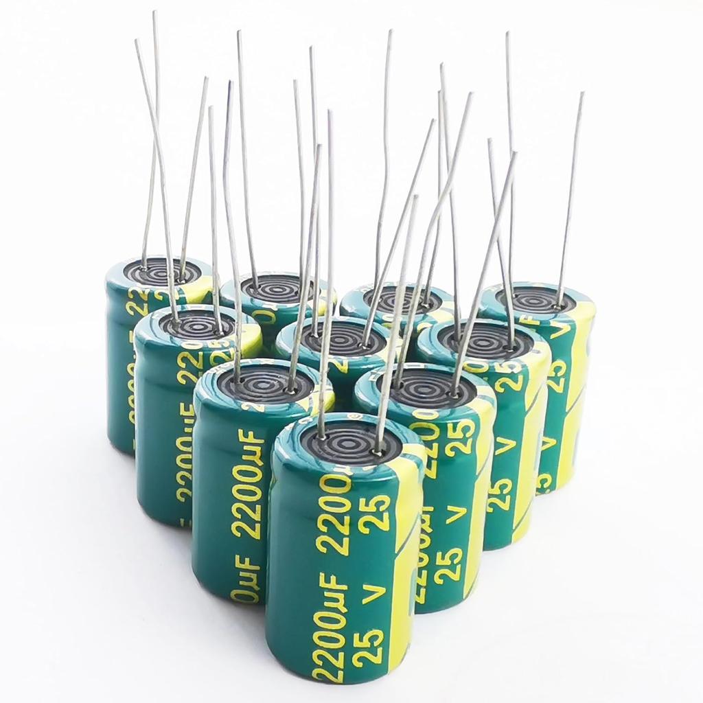 YUNGUI 10pcs 2200uF 25V Capacitor,13x25MM ±20% Electrolytic Capacitors 25V, 2200uf Aluminum Capacitors High Frequency Industrial Electrical