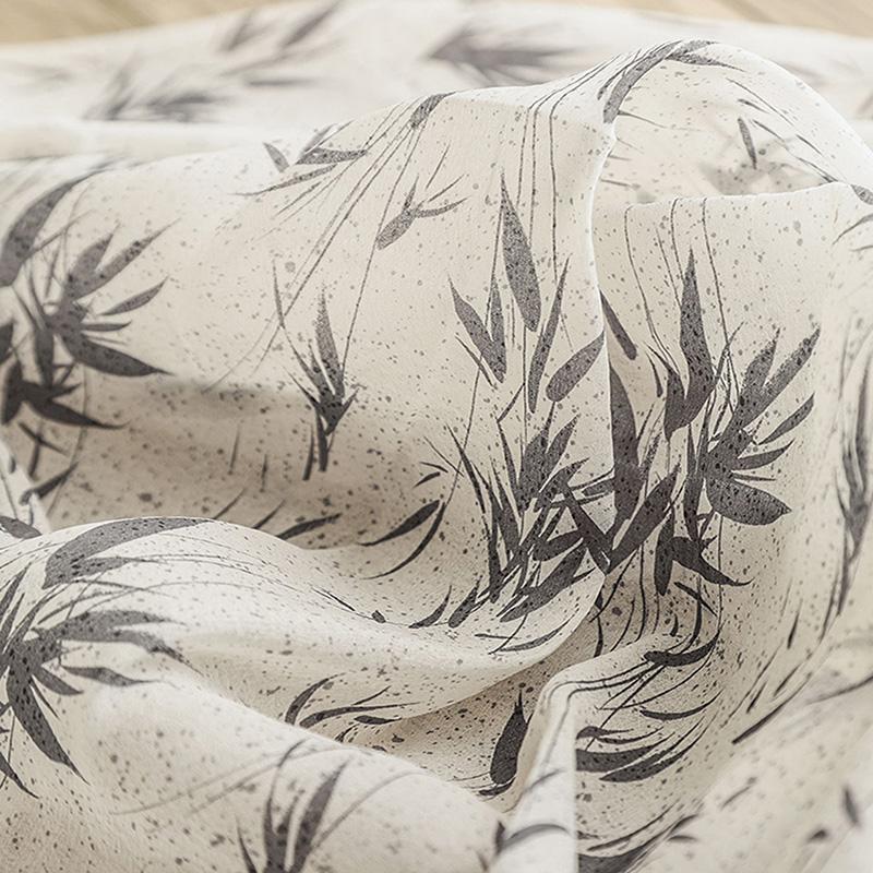 

Ткань из пряжи с принтом в виде листьев бамбука в китайском стиле, полупрозрачная ткань из бамбуковой пряжи для самостоятельного шитья, кардиган, скатерть, юбка ханьфу 125x50cm