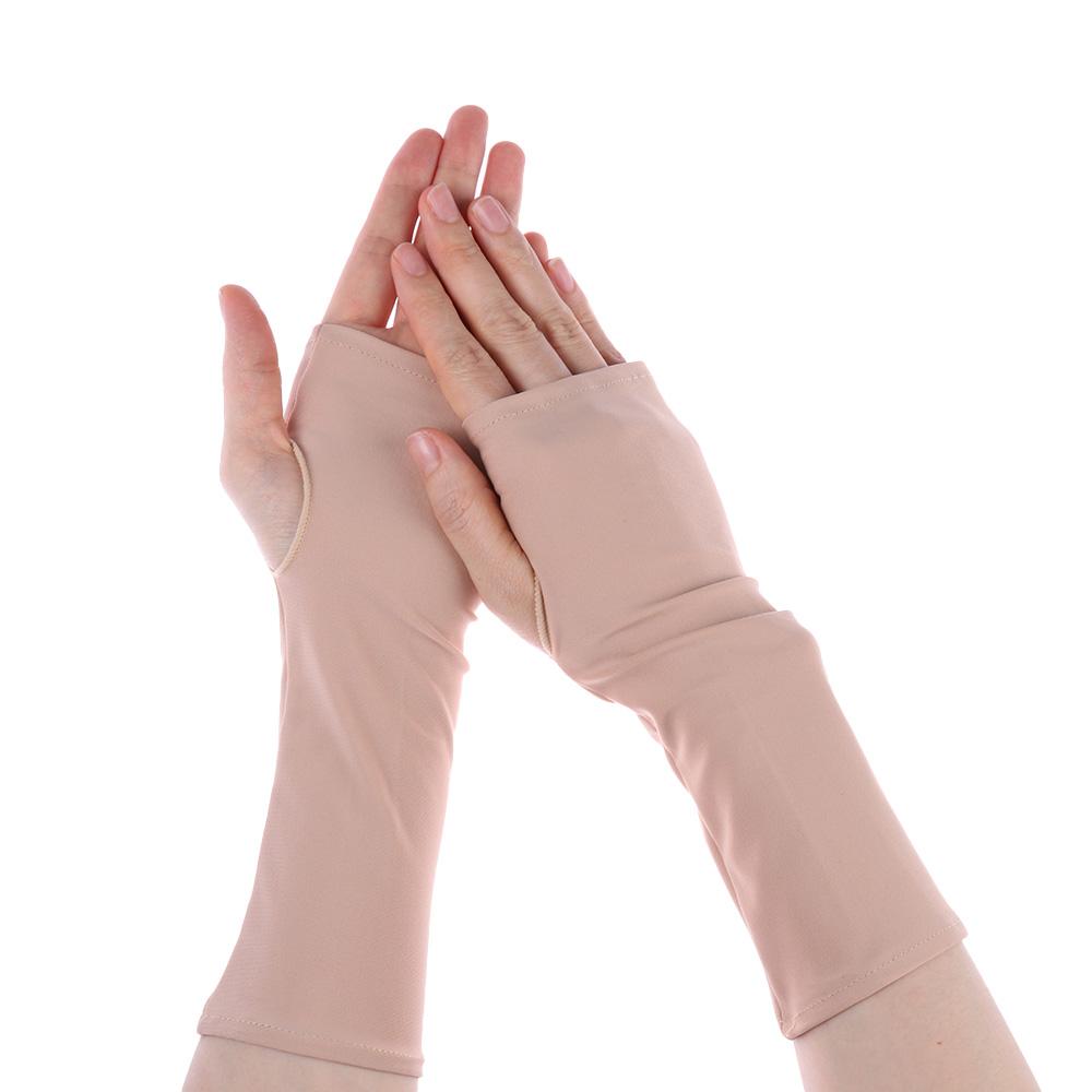 

Summer Solid Mittens Arm Cool Cycling Half Finger Sleeves Sunscreen Protection Long Gloves Fingerless