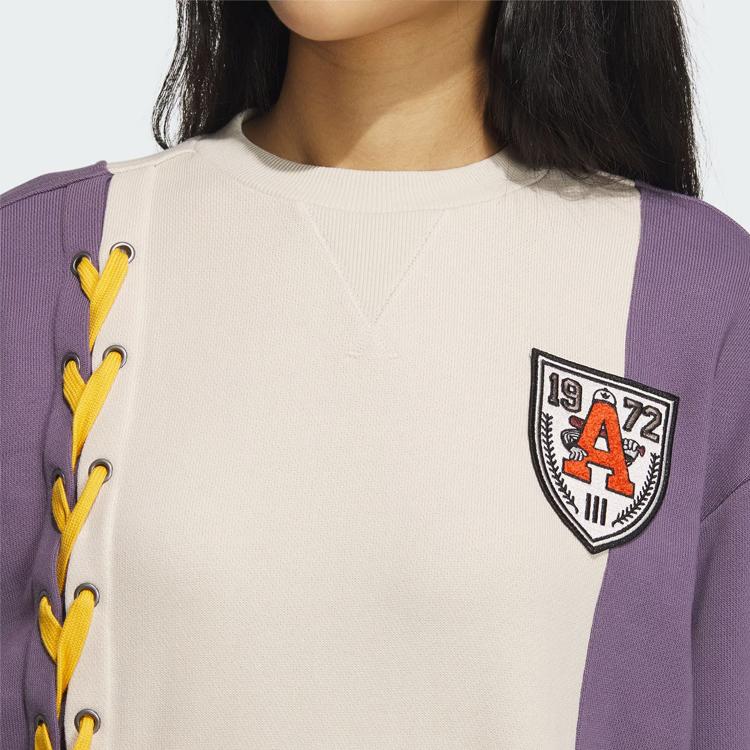 Adidas Sudadera Holgada con Bloques de Color y Bordado Trefoil Originals para Mujer Ropa Deportiva Tops Marfil Claro IN1091