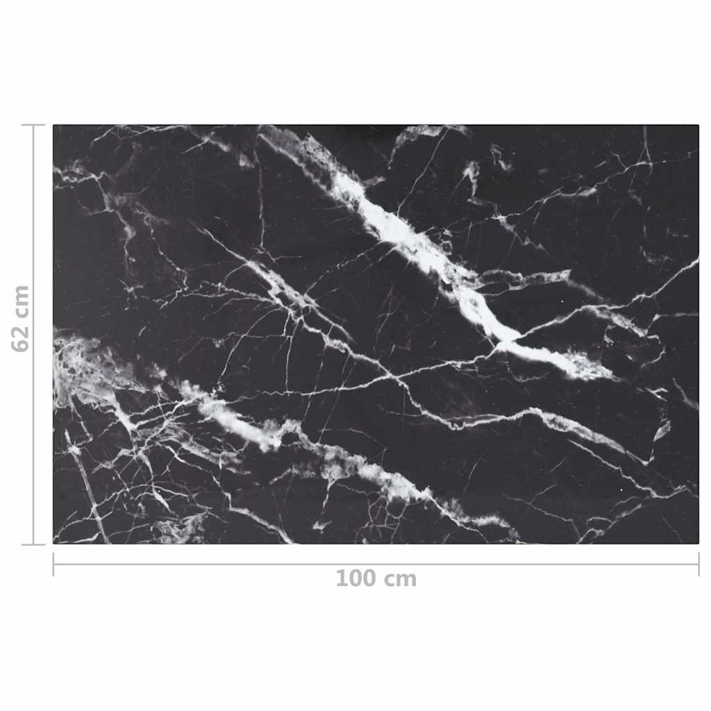 Schwarze Tischplatte 100 x 62 cm 8 mm Gehärtetes Glas mit Marmoreffekt