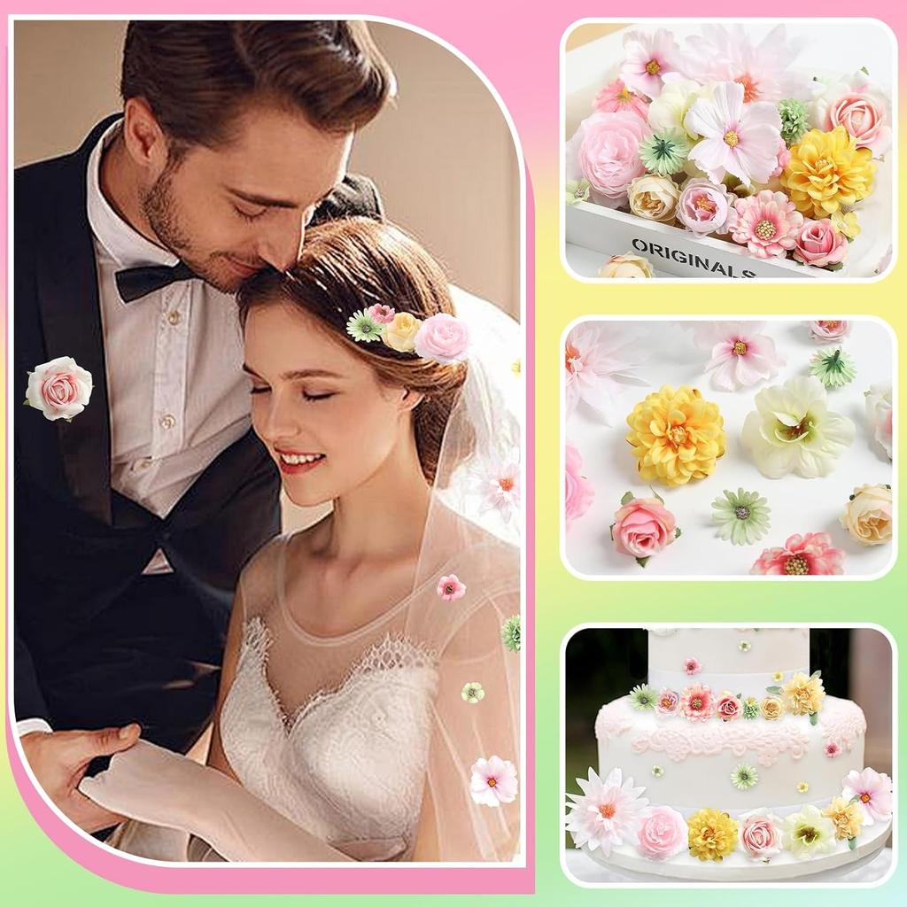 Mix Rose Artificial Flowers Heads Silk Fake Flowers for Home Room Decor Garden Wedding Decoration Wreath Garlands Gift Accessory