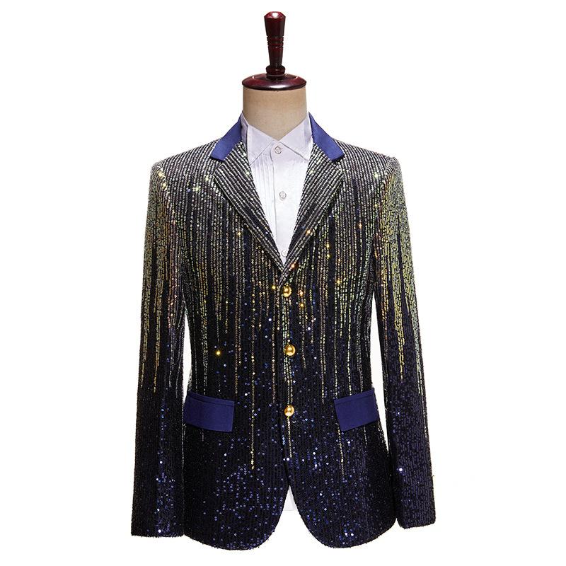 Men's Gradient Sequin Suit Jacket for Hosting Bar Fashion Shows