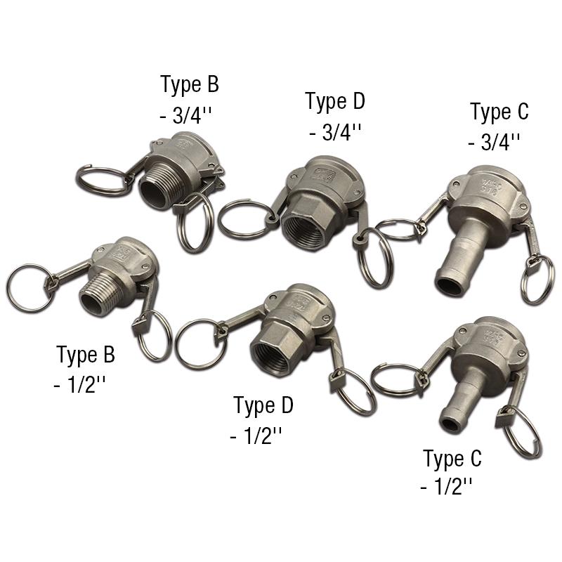 Camlock-Schnellkupplung, 1/2'' Edelstahl Camlock-Fittings Verbinder Cam- und Nut-Schlauchrohr-Fitting-Adapter, 3/4'' Cam-Lock-Typ