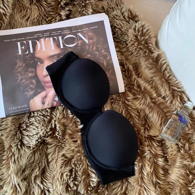 

Бесшовный бюстгальтер пуш-ап с гладкой поверхностью: Женский полупрозрачный бюстгальтер, увеличивающий маленькую грудь, с боковой поддержкой, предотвращающий провисание, летний тонкий стиль. 32/70AB чёрный