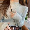Women's Slim-Fit Solid Color Long-Sleeve Half-High Neck Sweater