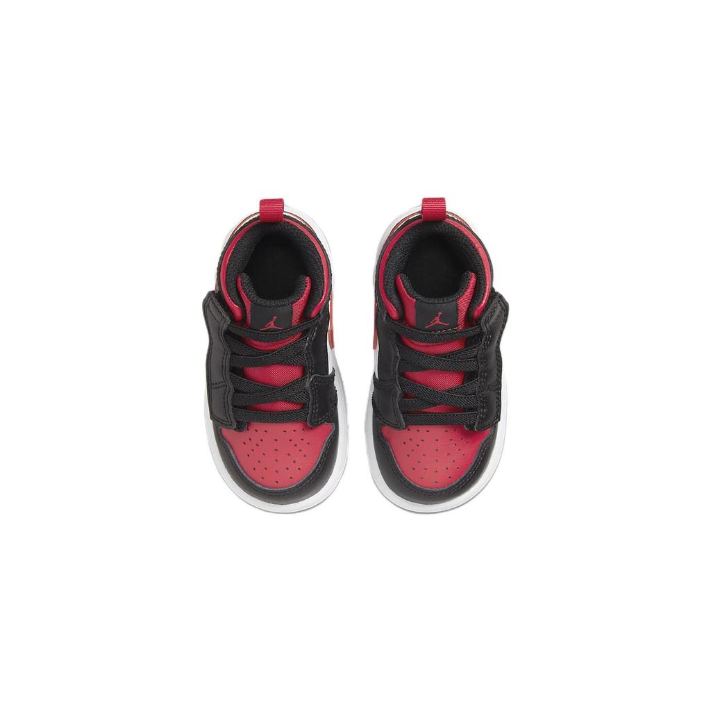 Jordan Air  1 Mid Alt "Bred Toe" Comfortable Versatile Shock Absorbing Slip Resistant Durable Mid-Top Baby Sneaker Black AR6352-079