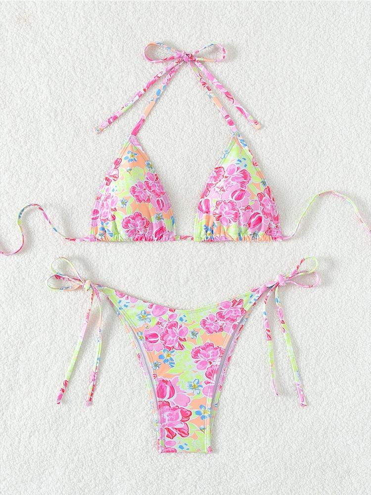 Printed Tie Side Sexy Two Piece Bikini Swimsuit Elegant Fashion For Beach Vacation