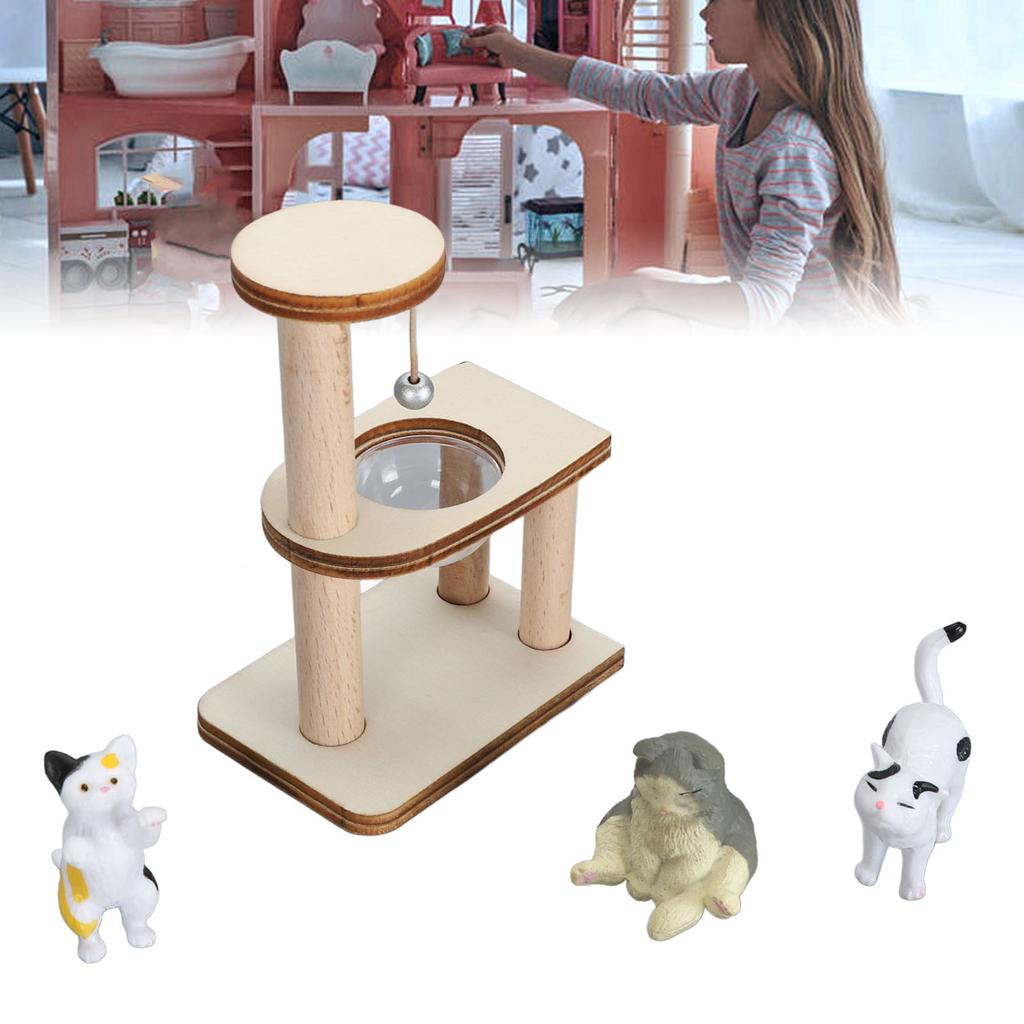 ZK30 Katzenfigur Katzenklettergerüst Katzenmodelle DIY-Montage Kratzbaum Interaktives Puppenhaus Spielzeug für Katzenliebhaber Transparente Abdeckung