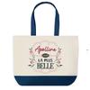 Tote Bag - PLANETEE - Apolline - Blue Background - Cotton 40x45 Cm - Large Size