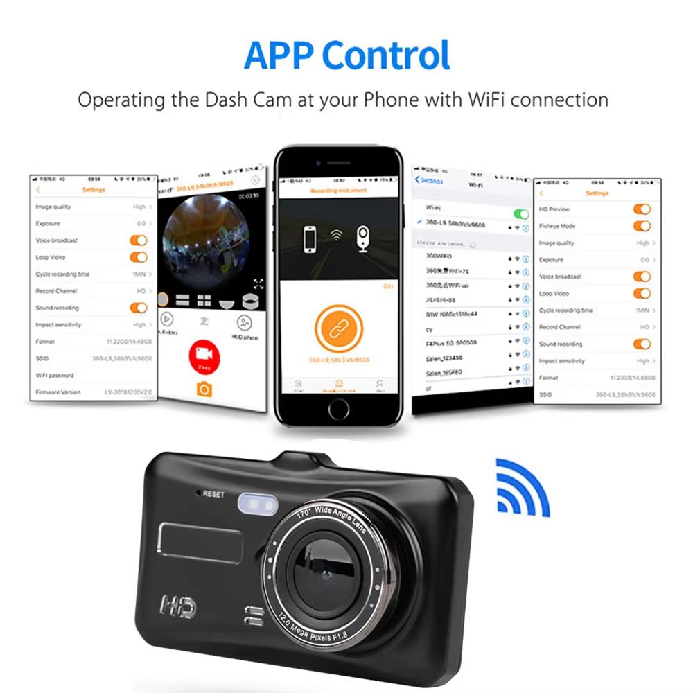2025 Nowy HD 1080P 4" Ekran dotykowy IPS Dash Cam Przednia i tylna kamera SAMOCHODOWY DVR Pojazd Czarna skrzynka Wizja nocna Kierowca Wideorejestrator