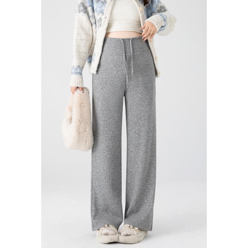Versatile Maternity Wide-Leg Drape Pants with Plus Velvet 2XL светло-серый