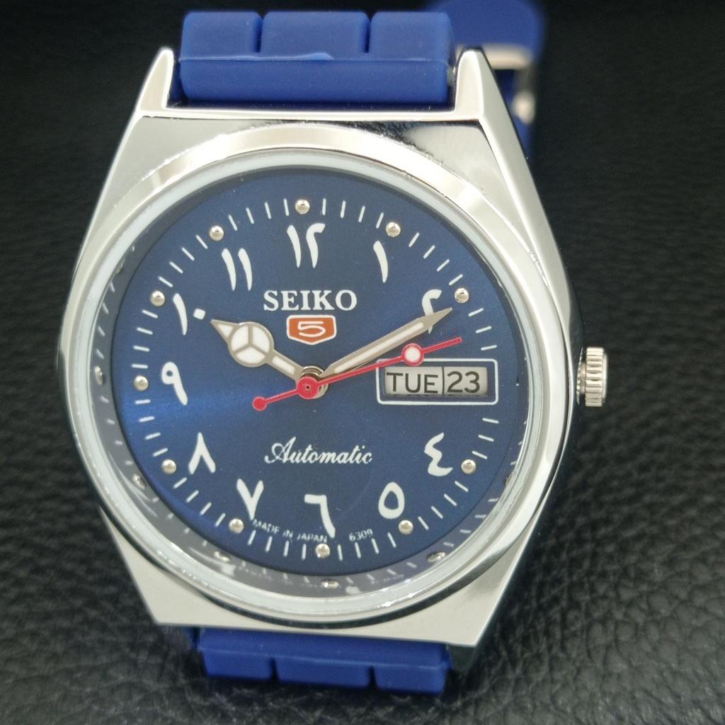 VINTAGE SEIKO 5 AUTOMATIC 6309A REFURBISHED JAPAN MENS BLUE DIAL WATCH a442617-1