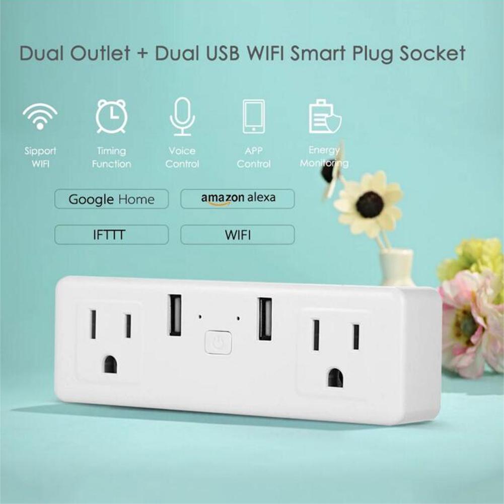 2-in-1 Smart-Stecker Wi-Fi Mini-Steckdosen Intelligente Steckdosen Kompatibel mit Amazon Alexa US-Vorschriften