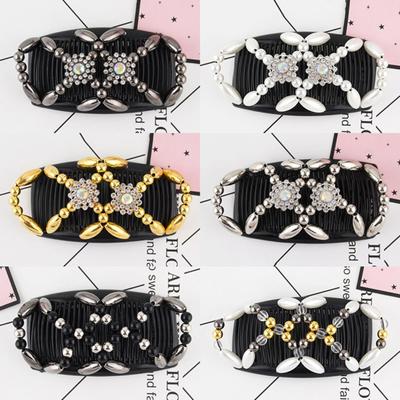 Peine de horquilla de doble cara con cuentas, ligero, elástico, para la cabeza, herramientas de estilismo DIY para mujeres