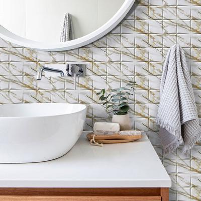PVC Marble Tile Sticker Kitchen Bathroom Waterproof Oil-proof Self-adhesive Wall Sticker Home Creative Decoration Sticker