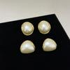 Retro Cream White Pearl Geometric Round Earrings Elegant Luxury All-match Jewelry