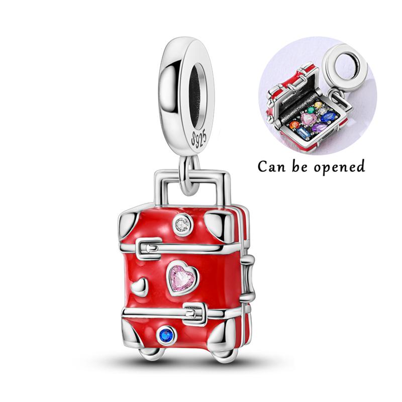 Charms Beads Pendant Copper Openable Heart Suitcase Egg Charm Fit Original Bracelet Women Man Diy Fine Jewelry Gift