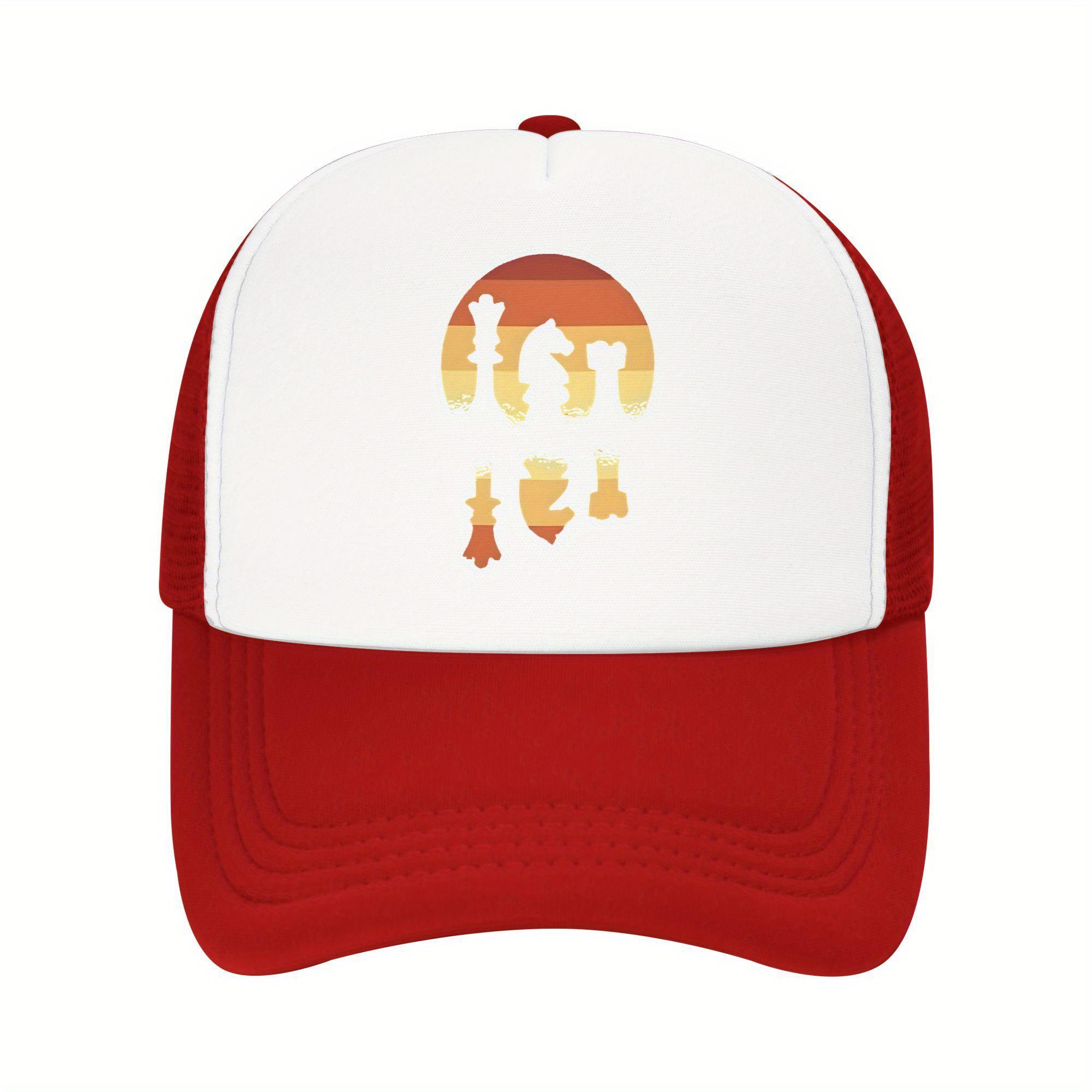 

Retro Chess Pieces Sunset Trucker Hat Adjustable Mesh Baseball Cap Vintage Casual Headwear One Size
