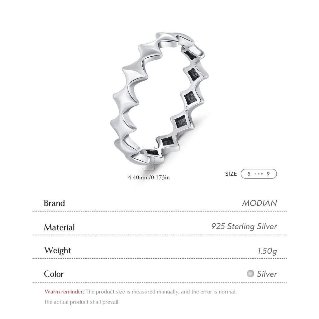 MODIAN 925 Silver Vintage Stars Eternity Stackable Finger Ring Retro Exquisite Bands Rings For Women Fine Jewelry