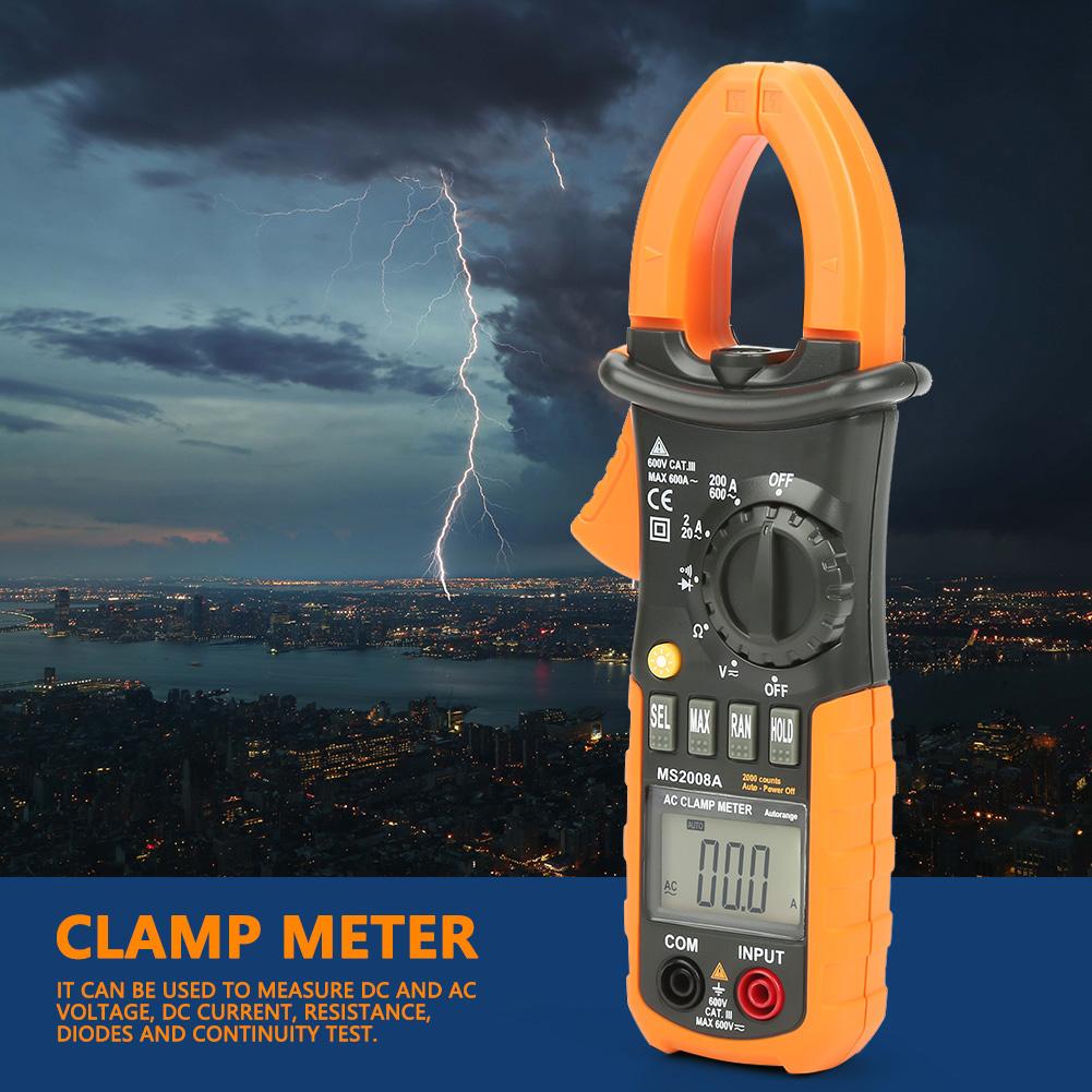 PEAKMETER PM2008A Handheld Digital LCD Clamp Meter AC DC Voltage Diagnostic Multimeter