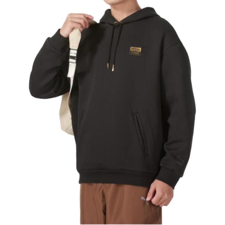 Puma Logo Outdoor Casual Sports Pulôver com Capuz Treino Moletom Homem moletom Preto 631069-01