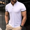 Men's Casual and Fashionable Solid Color Short Sleeved Stand Up Collar T-shirt Summer Versatile and Comfortable Top