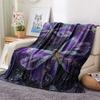 Purple Flower Butterfly  Print Flannel Blanket, High quality Comfortable for All Seasons, Home Decor, Warmth and Comfort