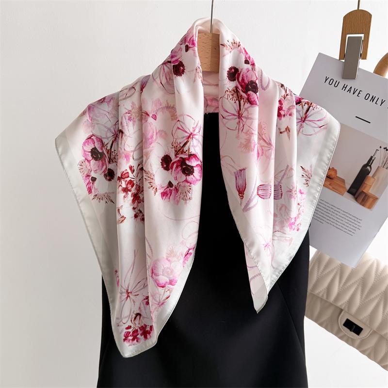 Luxury Print Small Square Scarf Simulated Silk Thin Neck Scarf Fashion Sunscreen Headscarf Women 70x70cm Neckerchief Headband