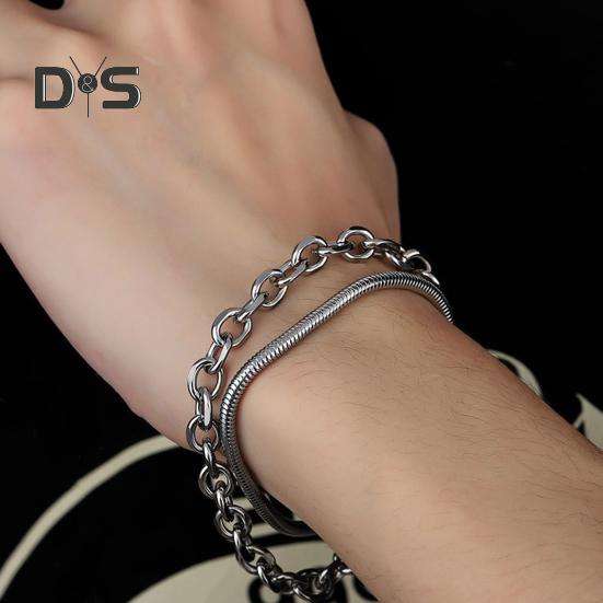 Bracelet chaîne bohème pour hommes et femmes, bracelet vintage à double couche à maillons cubains, bijoux hip-hop punk pour garçons, cadeaux d'anniversaire