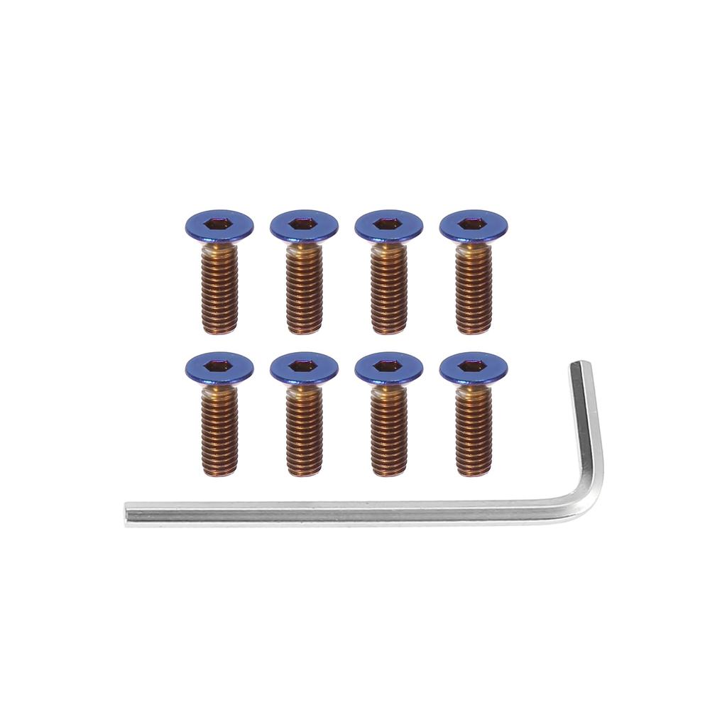 X AUTOHAUX 8pcs M5x0.8 Flat Head Car Steering Wheel Screw Bolt Taper with Wrench Burnt Blue